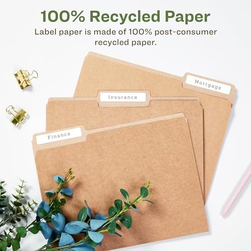 Avery EcoFriendly Recycled File Folder Labels, 2/3" x 3-7/16", White, Permanent Label Adhesive, 1,500 Printable Labels (45366) (Pack of 5)