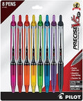 PILOT Precise V5 RT Rolling Ball Pens, 0.5 mm, Pack of 8