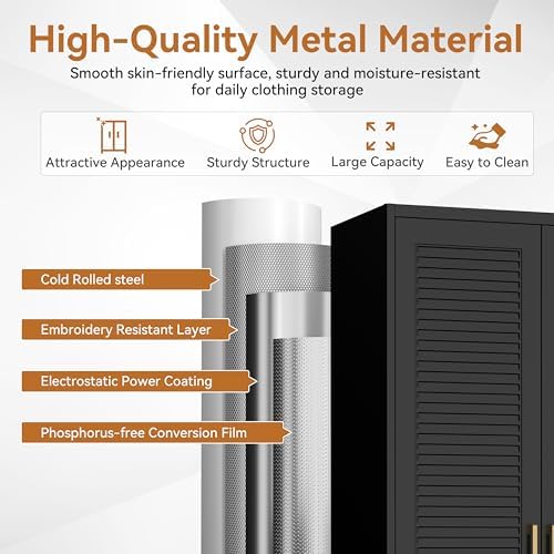Polup 71" Tall Metal Armoire Wardrobe Closet with 2 Doors