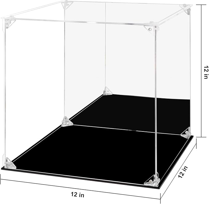 Acrylic Display Case Clear Action Figure Display Case with Mirrored Back, Dustproof Protection Display Box Alternative Glass Case for Collectibles Figures Models Doll Toys (12x12x12 inch, 30x30x30cm)