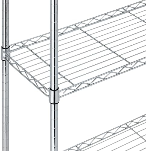Amazon Basics 5-Shelf Adjustable Heavy Duty Steel Wire Rack, Space Saving Storage Shelving Organizer for Kitchen, Garage, No-Tool Assembly, 350 lbs Weight Capacity, 36" x 14" x 72", Chrome