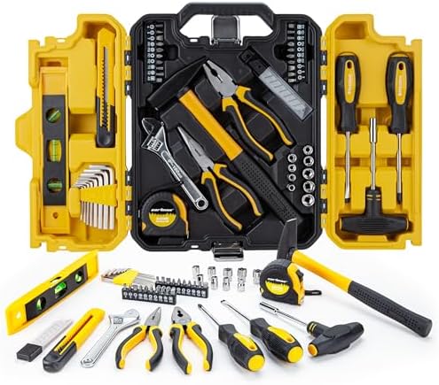 CARTMAN 57-Piece Home Tool Kit, Yellow Household Tool Set With Storage Case