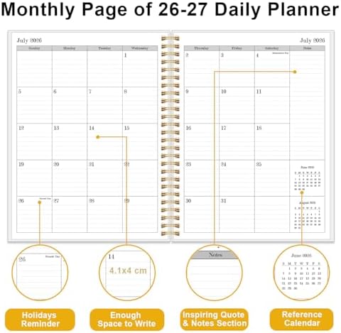 Daily Planner 2026-2027 - July 2026 to June 2027, 7" x 10", Leaf