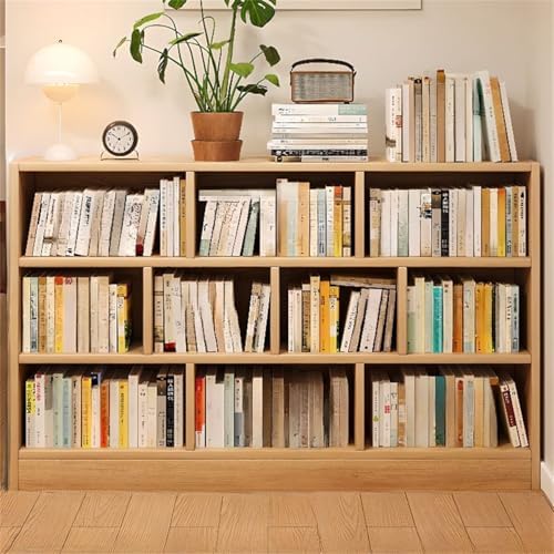 Lumber Organizer Shelf 3/4 Shelves, Lateral Filing or Vertical, Closed Back Floor-Standing Bookshelf Rack Bookcase Cabinet Tiered Shelf Grid Storage Unit Natural 55" L x 9" W x 41" H