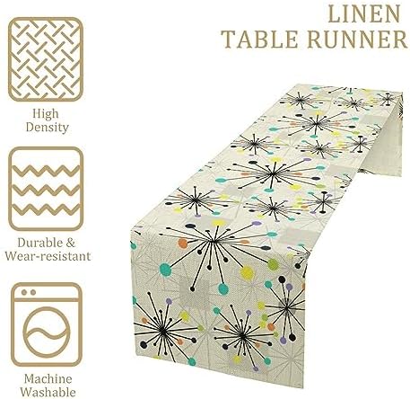Mid Century Geometric Table Runner,Table Runners for Kitchen Dining Modern Tables Decor Decoration for Kitchen Family Dinner Table Holiday Party Farmhouse 13 x 120 Inch