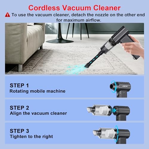 Compressed Air Duster&Vacuum Cleaner, 3-in-1 150000RPM Cordless Air Blower