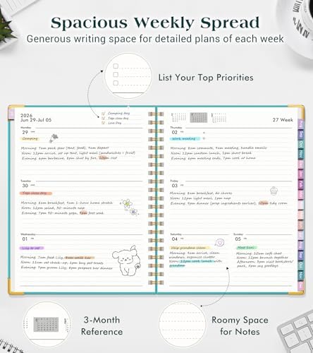 Academic Planner 2026-2027, 18 Months Weekly and Monthly Hardcover Planner, July 2026 - December 2027, 8.5" x 11" A4 Large Daily Calendar Planner Book with Tabs, Spiral College School Agenda Organizer for Student Teacher, Pacific Green
