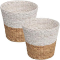 happimess Toby 3.1 Gal Water Hyacinth Wastebasket, White/Natural, Set of 2