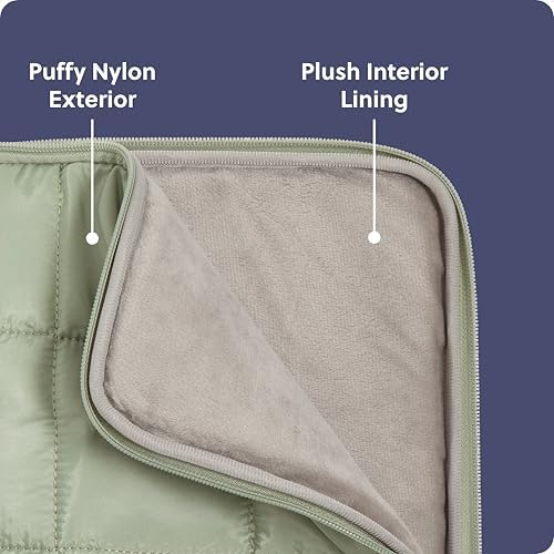 U Brands Nylon Puffy Zipping Medium Laptop Sleeve, 9.75" x 13", MacBook Bag, Laptop Case for MacBook Pro, MacBook Air, Chromebook, HP Computer, Matcha Green