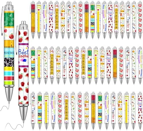 50 Pcs Teacher Pen Bulk Back to School Gifts Funny Ballpoint Pens Thank You Teacher First Day Back to School Gifts for Student Motivational Inspirational Classroom Office Writing Stationery Supplies