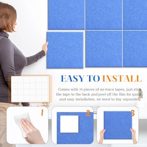 DOLLAR BOSS Felt Cork Board Tiles 48" x 36" Bulletin Board, 12 Pcs Blue