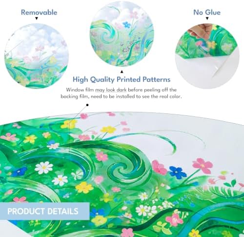 ADD.HERES Stained Glass Window Film, Window Film Decorative, 17.5 x 78.7 in