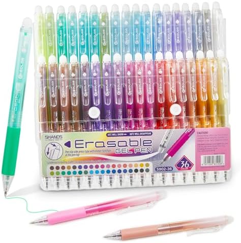 36 Colors Retractable Erasable Gel Pens Clicker,Fine Point 0.7mm Smooth Writing Pens,Cute Pens For Writing Journaling Taking Notes School Office Home.