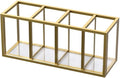 NIUBEE Gold Acrylic Pen Holder 4 Compartments, Desk Office Pencil Cup Desk | Scratch-resistant thick acrylic with 4 slots for pens, pencils, makeup brushes, office, vanity and school use