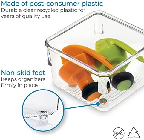 iDesign Linus Plastic Drawer Organizer, 3" x 3" x 2", Set of 2, Clear