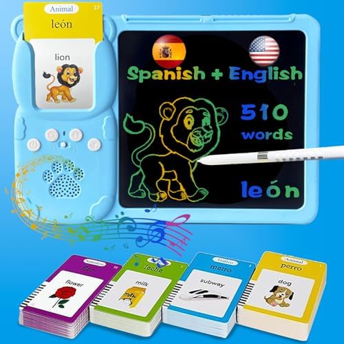 Writing Drawing Tablet with Talking Spanish Flash Cards - Blue