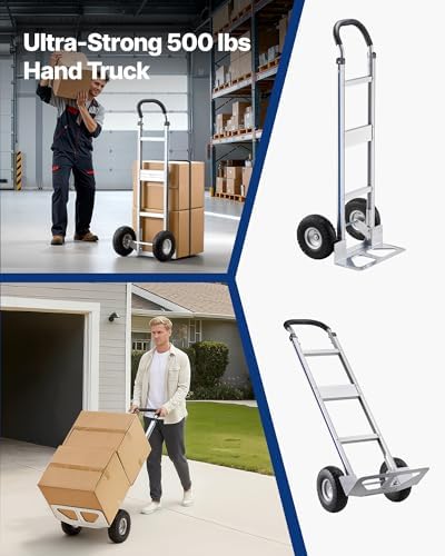 VEVOR Heavy Duty Hand Truck 500 lbs 10 in Wheels Aluminum Moving Dolly