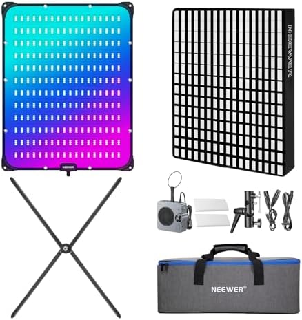 NEEWER Pro 200W Flexible LED Video Light, Studio RGB Panel Light Mat Kit with Softbox APP/2.4G/DMX Control 2500-10000K 25000lux/0.5m CRI95+, Key Lighting for Live Streaming Video Recording, AF200C