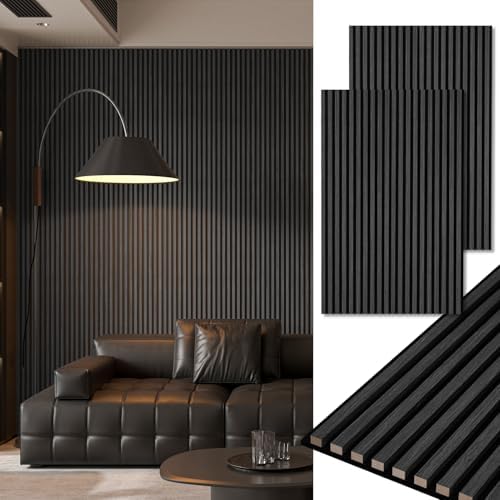 Art3d 48 x 24 in Fluted Soundproof Wood Slat Wall Panel, 2-Pack, Blackwood
