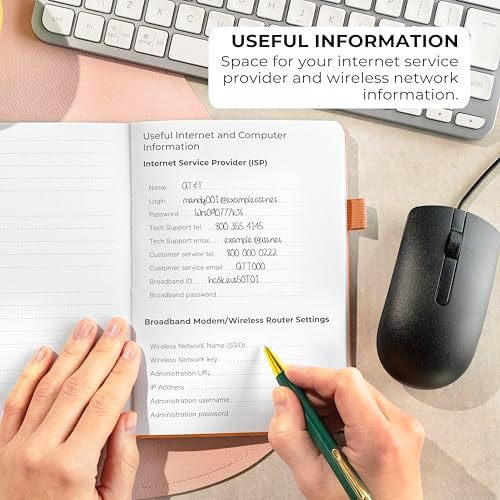 Clever Fox Password Book with Alphabetical Tabs, 5.3"x7.7" Keeper Orange