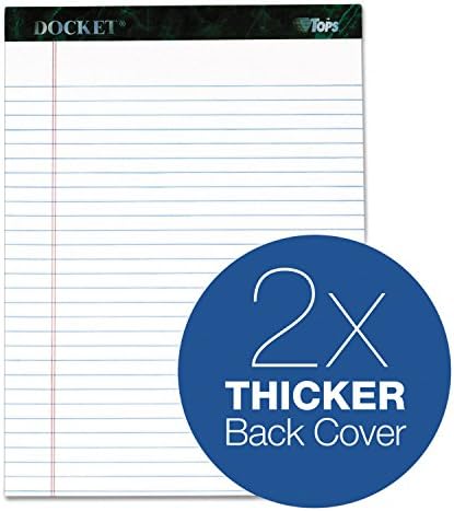Tops Docket Lined Legal Pads, 8.5 x 11 Notepads, 50 Sheets, 6 Pack, White