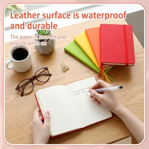 Ceenna 16 Packs Pocket Small Notebook Journals Mini Notebook Bulk 160 Pages/80 Sheets Hardcover with Thick Lined Paper 3.7" x 5.7" A6 Small Notepad Bright Color for Office Home Journey Supplies