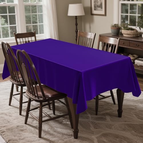 CXPSINC 54 Inch X 100 Feet Plastic Table Cover Roll Disposable Tablecloth with Slide Cutter for All Type/Shape Tables | Party, Banquet, Birthdays, Weddings(Dark Purple, 100 Feet)