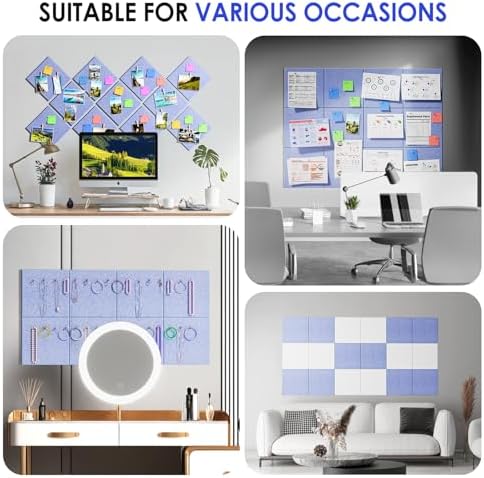 MaxGear Felt Bulletin Board 48" x 36", Light Blue Felt Wall Tile Wall Decor