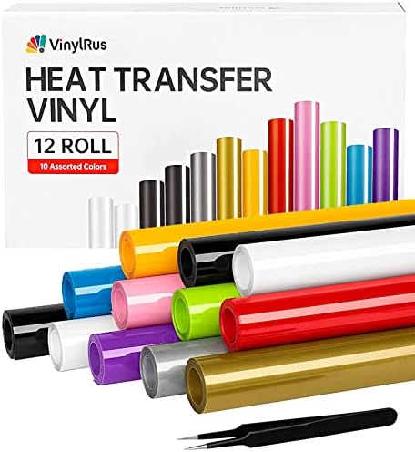 VinylRus Heat Transfer Vinyl Bundle, 12 Roll, 12" x 5ft