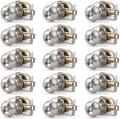 KNOBWELL Brushed Nickel Door Knobs for Bedroom or Bathroom, Interior With Round Knob, Satin Nickel Privacy With Lock, Keyless Turn Lock, 15 Pack