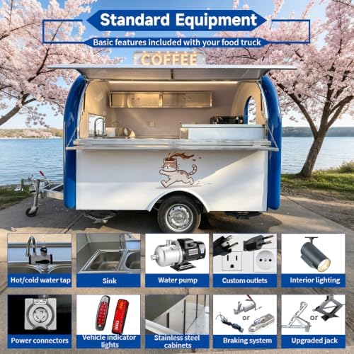 Mobile Coffee Trailer, 10ft Commercial Food Truck Cart for Sale