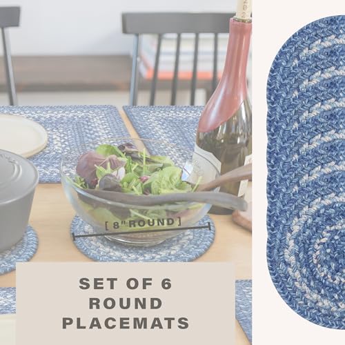 Homespice Denim Braided Trivets Ideal as Pot Holders, Round 8" Set of 6