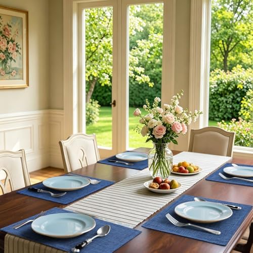Homaxy Cloths Placemats for Dining Table Set of 4, 13" x 18", Blue