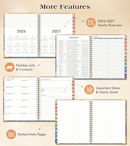 Academic Planner 2026-2027, Hardcover Weekly and Monthly Calendar Planner from July 2026 - June 2027, 8.5" x 11" A4 Large Daily Agenda with Tabs, College School Organizer for Student Teacher, Autumn Woods