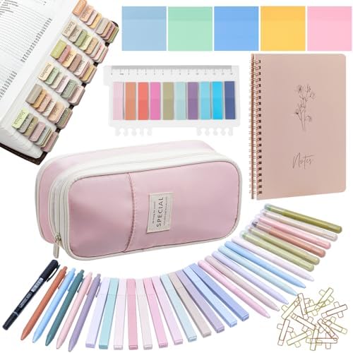 KOPKOFT Bible Study Supplies, Bible Journaling Kit for Women with Journal, Pen Case, Tabs, Highlighters and Pens, Bible Accessories Set for Women Students Beginner, Christian Gifts (Pink)