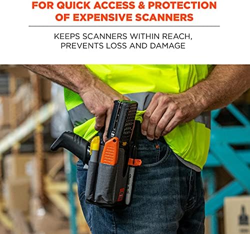 Ergodyne Squids 5541 Barcode Scanner Holster Pouch for Gun Grip Mobile Computers, Holder for Handheld Bar Code Scanners, Belt Clip Attachment Small