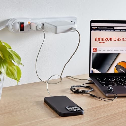 Amazon Basics Surge Protector Power Strip, 6-Outlet, 790 Joules, Circuit Breaker, LED Indicator, 6ft Extension Cord, White (Pack of 2)