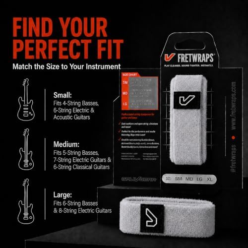 Gruv Gear Fret Wrap & Guitar Mute, Fretwrap for Acoustic, Electric & Bass | String Dampener Recording, Tapping & Practice Accessory (1 Pack, Small Off-White, Fits 4 String Bass, 6 String Guitar)
