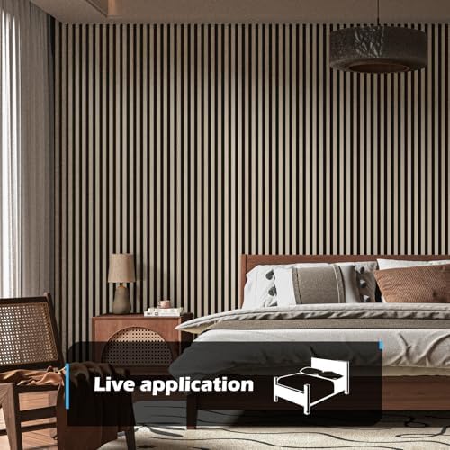 Art3d 108 x 12 in 3D Fluted Soundproof Wood Slat Wall Panel, 4-Pack, Oak