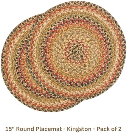 Homespice Kingston Braided Placemats for Country Decor, Round 15" Set of 2