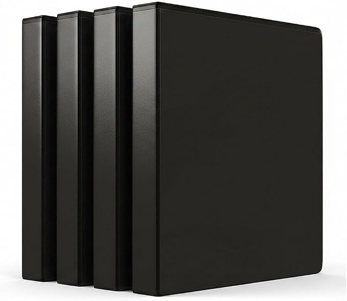 Staples 1/2" 3-Ring View Binder, Black, 4/Pack