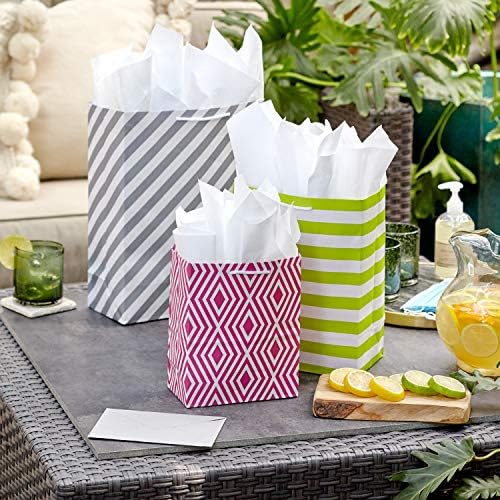 Hallmark Gift Bags, 12-Pack, Assorted Sizes (Green, Blue, Pink, Grey)