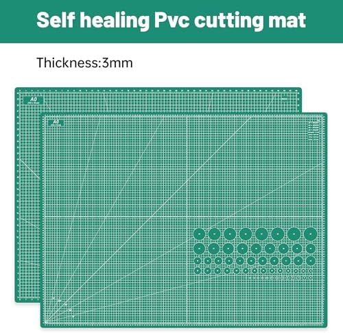 Headley Tools Thickened 36 x 48 Inch Self Healing Sewing Cutting Mat, A0 Rotary Cutting Sewing Mat for Crafts, Double Sided 5-Ply Table Cutting Board for Fabric Quilting Leather Hobby, Green