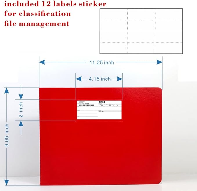 Fiberboard Binder,Sheet Size 8.5 x 11 Inches with Metal Prong Top Fastener with Compressor 2.75 Inch Centers, 2 Inch Capacity for Pressboard Report Cover,12 per Box (Red)