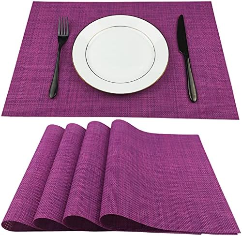 WAZAIGUR Placemats Crisscross Woven Vinyl Place Mats Set of 4 Purple