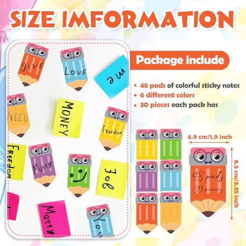 48 Pads 1440 Sheets Pencil Sticky Notes Teacher Note Pads Appreciation Gifts Self Adhesive Memo Pad Cute Gifts