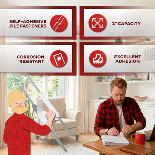 XFasten Self Adhesive Fasteners 2 Inch Capacity 200-Pack Archival-Grade Two Prong Paper Fasteners 2 Inch for Metal File Fastening, Folders, Medical Reports, Thick Paper Stacks, and Folder Accessories