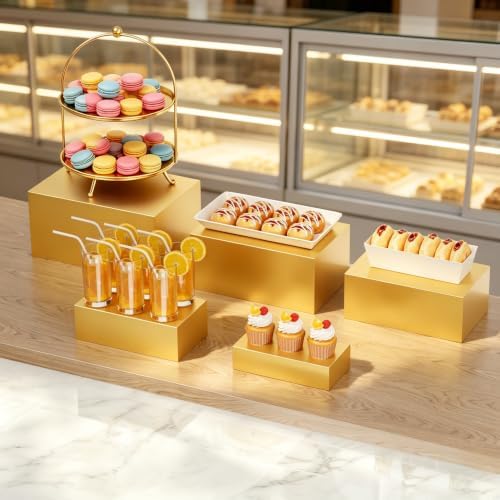 Display Stand, Display Risers - 5 Pcs Metal Rectangle Cake Stand for Buffet