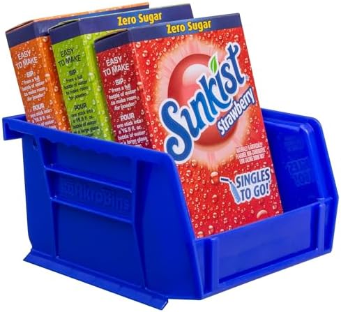 Akro-Mils 30210 AkroBins Plastic Storage Bins, Space-Saving Stackable Bins for Garage, Pantry, Craft Organization, 5" x 4" x 3", Blue,(Pack of 24)
