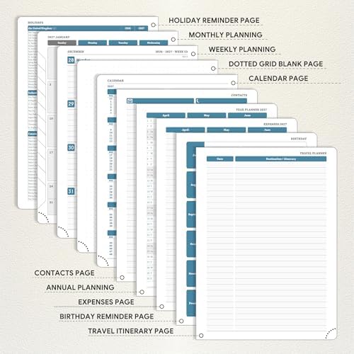 Planner 2026-2027 Weekly & Monthly Planner, 18 Month Academic Calendar July 2026 – Dec 2027, Horizontal Layout with Monthly Tabs, Hardcover Business Agenda Organizer, Black